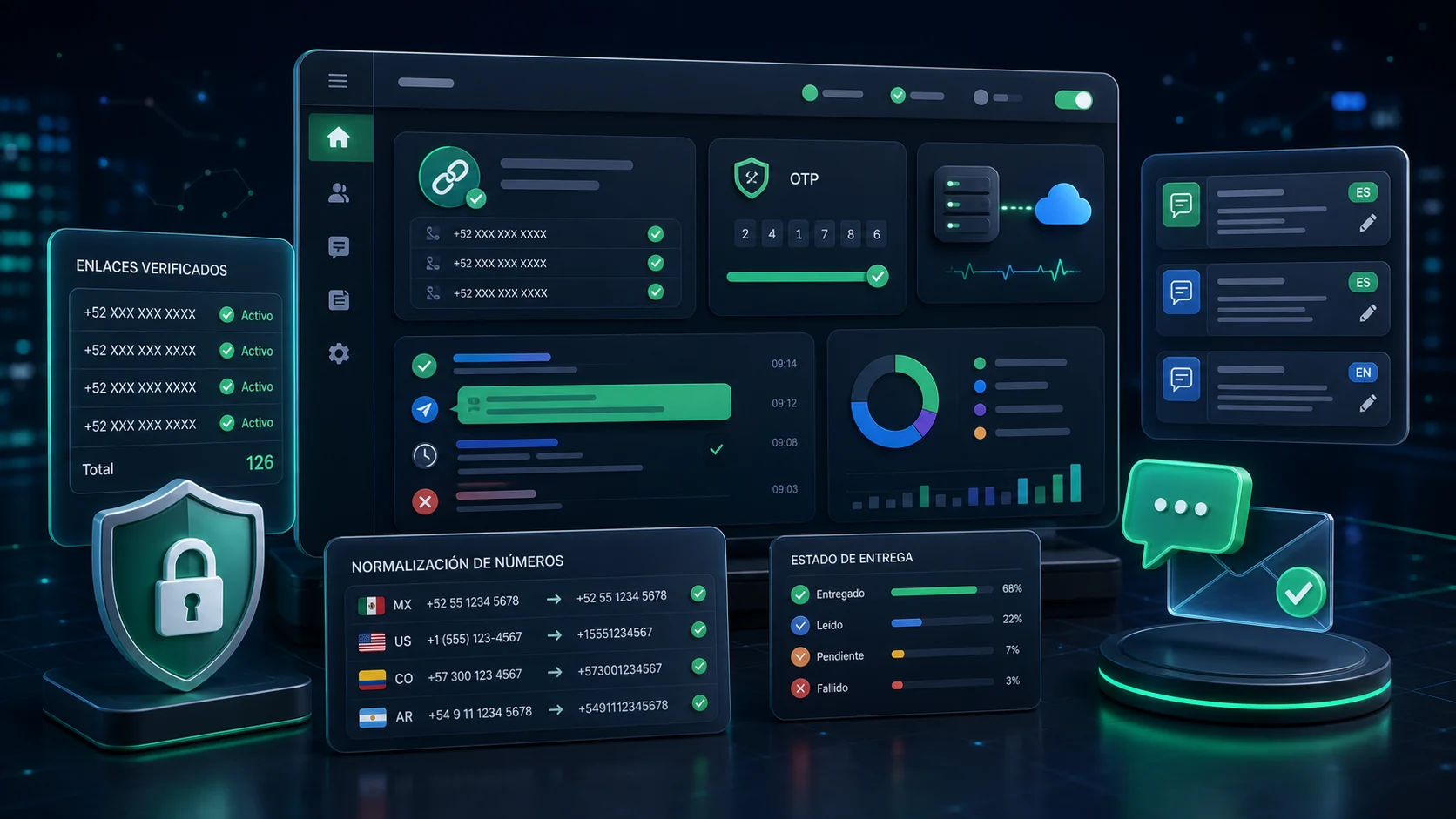 Visual del módulo WhatsApp Notifications para WHMCS